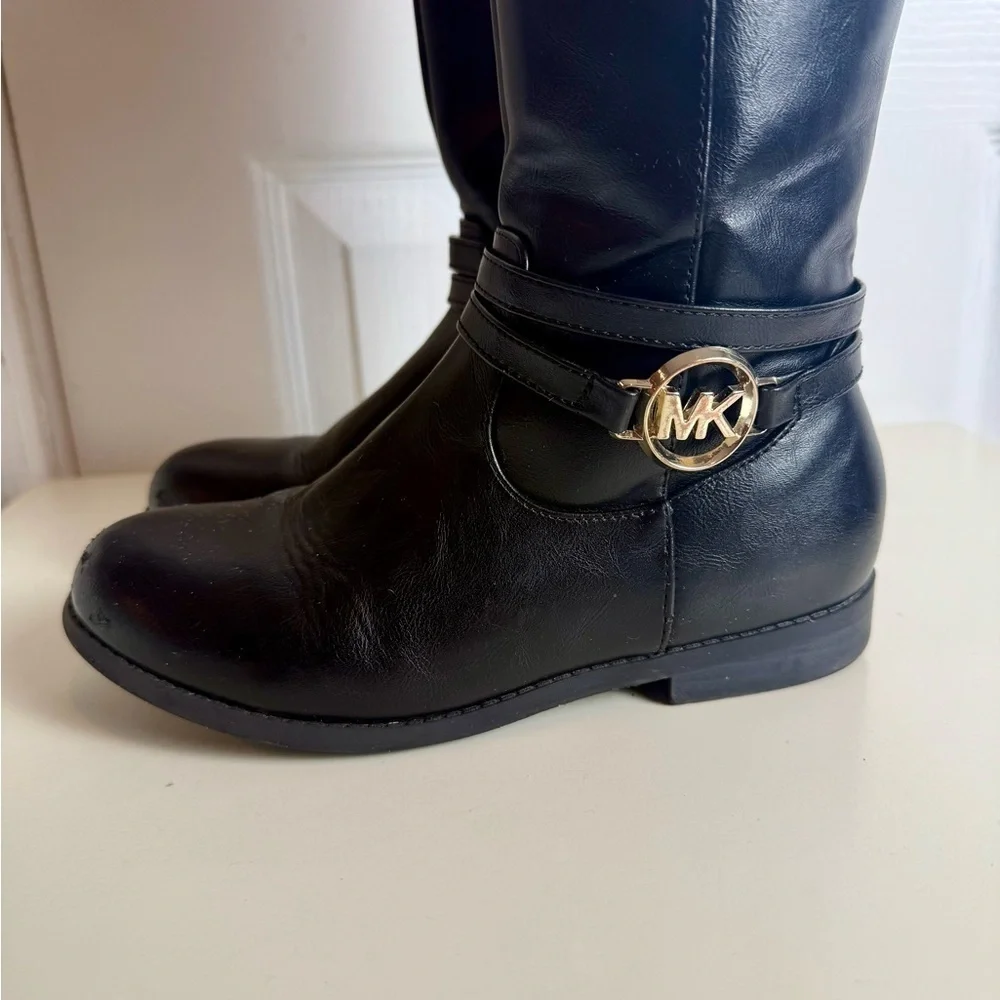 Michael Kors Girls Black & Brown Riding Boots Size 1